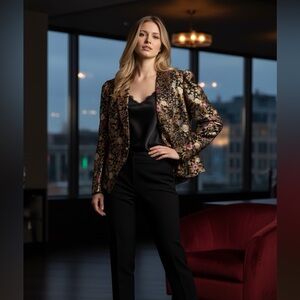 Vintage Endién Ltd. Metallic blazer. Floral Patterned Jacket